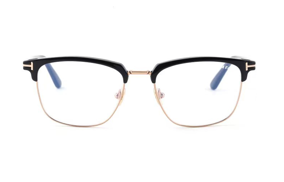 Shop トムフォード 調節可能処方用 メタルフレーム 黒 ユニセックス 四角形眼鏡 TF5683B-001