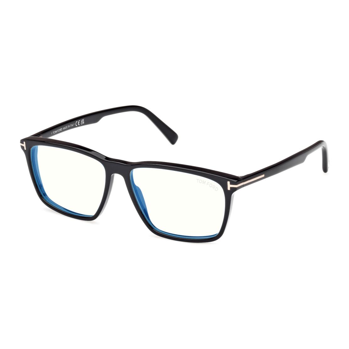 Tom Ford Black Irregular Optical Frames for Men with Logo Detail FT5959B