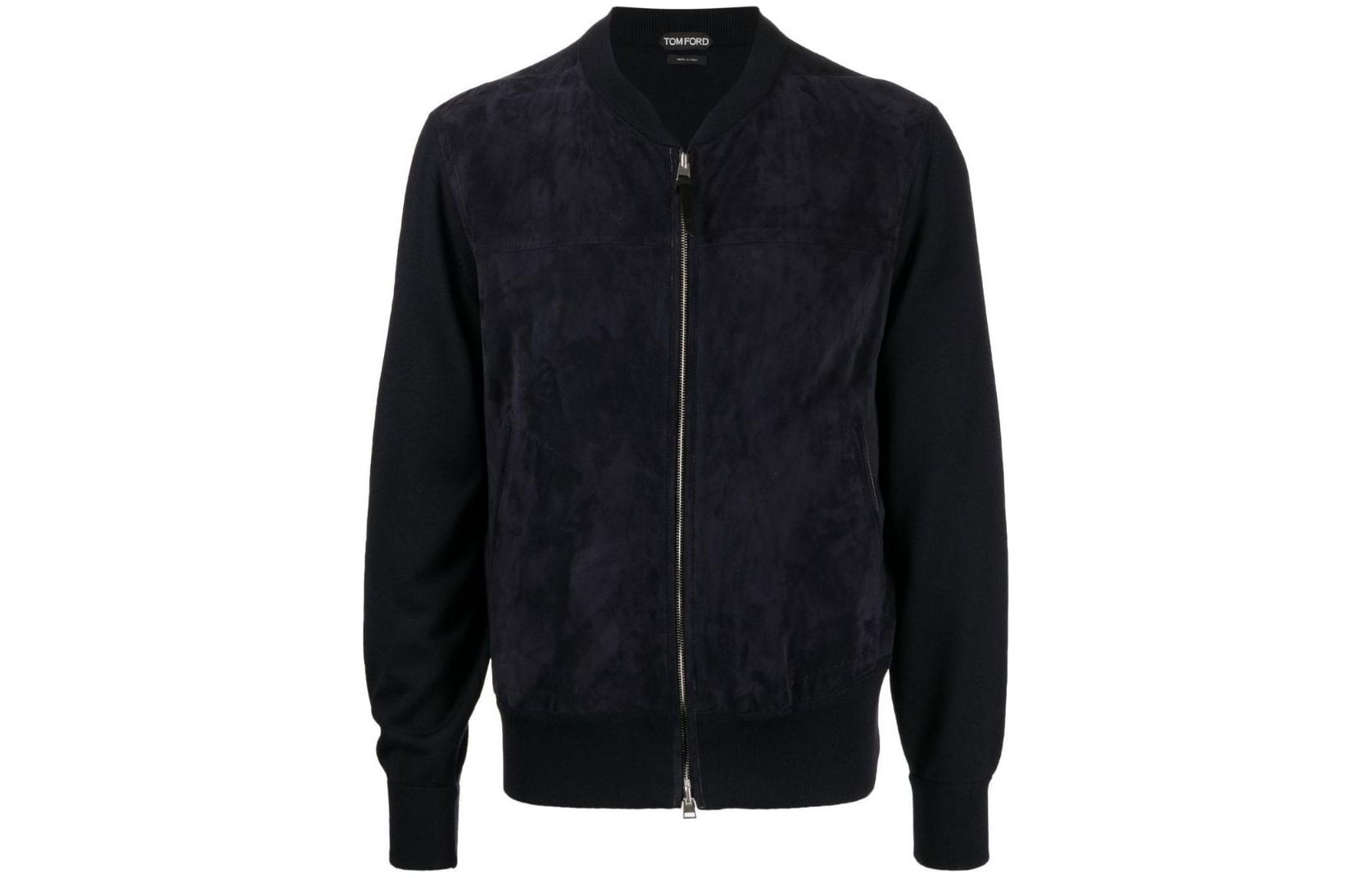 TOM FORD Black Slim Fit Solid Color Zip-Up Jacket BAM27TFKG54