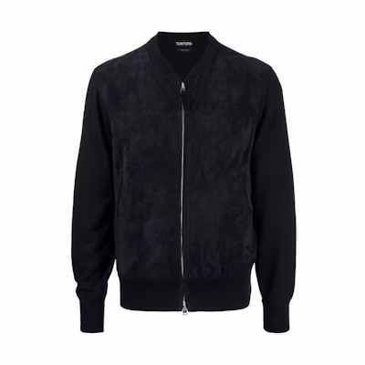 TOM FORD Black Slim Fit Solid Color Zip-Up Jacket BAM27TFKG54