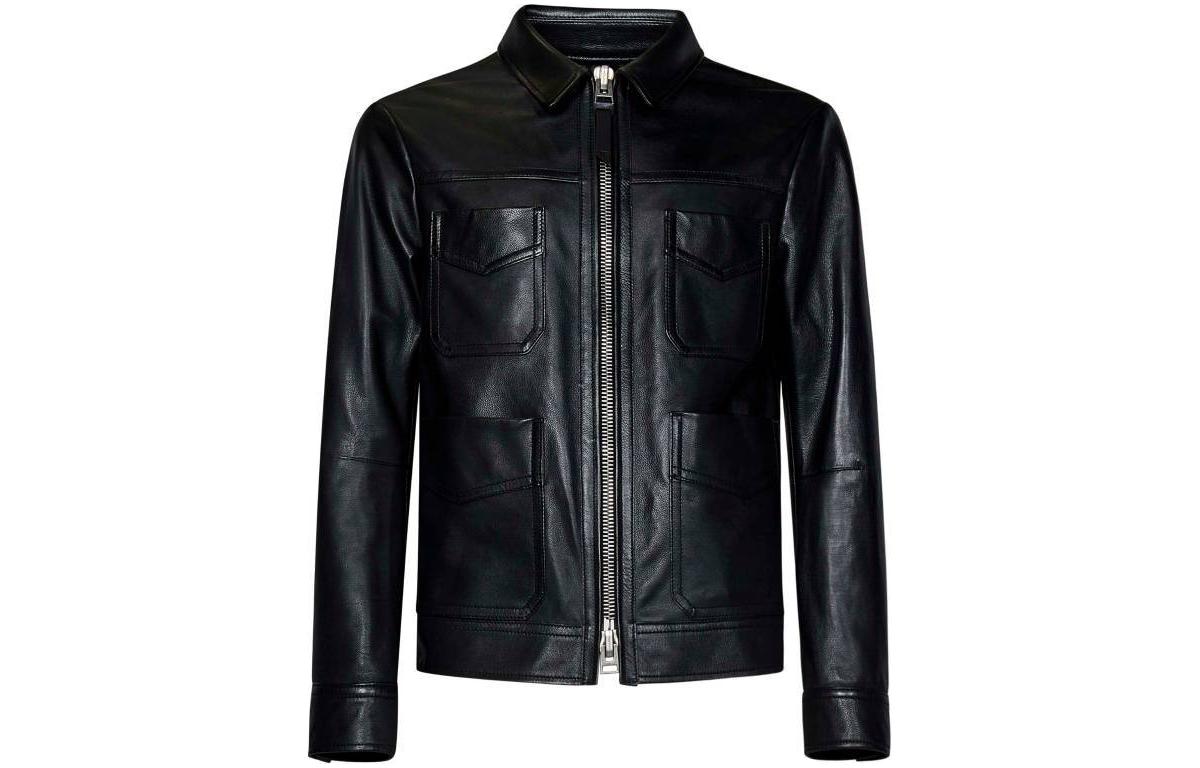 TOM FORD Black Solid Zip-Up Collared Jacket LBS036LMG001S23-LB999