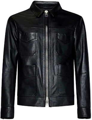 TOM FORD Jaket Hitam Berzip Berkolar Lelaki LBS036LMG001S23-LB999 Buy TOM FORD Jaket Hitam Berzip Berkolar Lelaki LBS036LMG001S23-LB999
