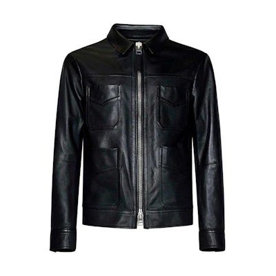 TOM FORD Black Solid Zip-Up Collared Jacket LBS036LMG001S23-LB999