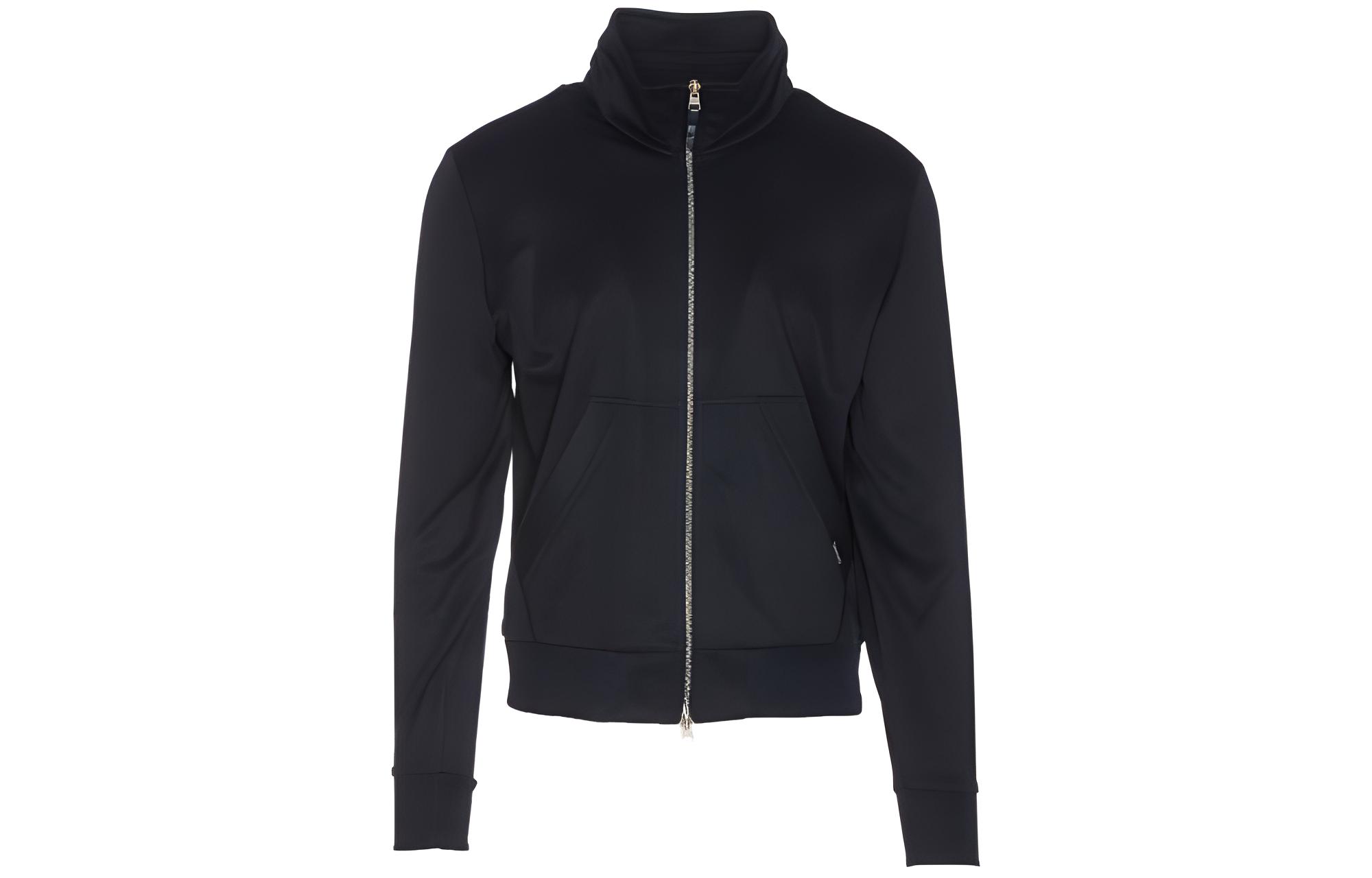 TOM FORD Black Solid Zip-Up High-Neck Jacket JZL001JMN001-HB830