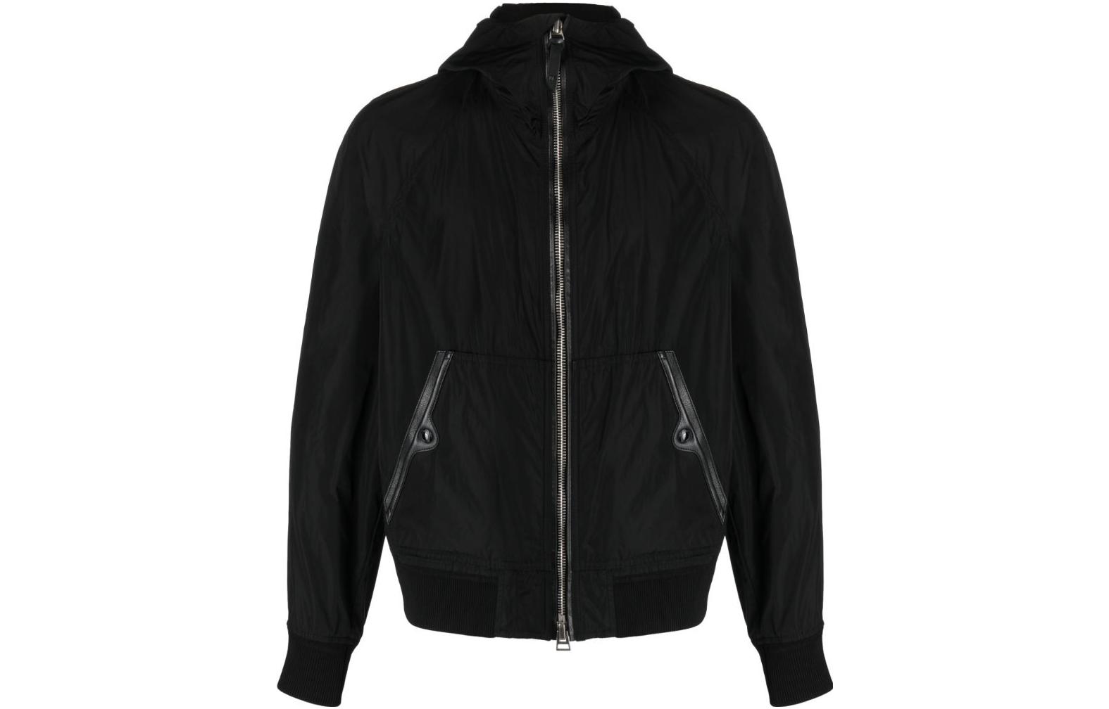 TOM FORD Black Solid Zip Hoodie Jacket Long Sleeve ORS002FMN015F23