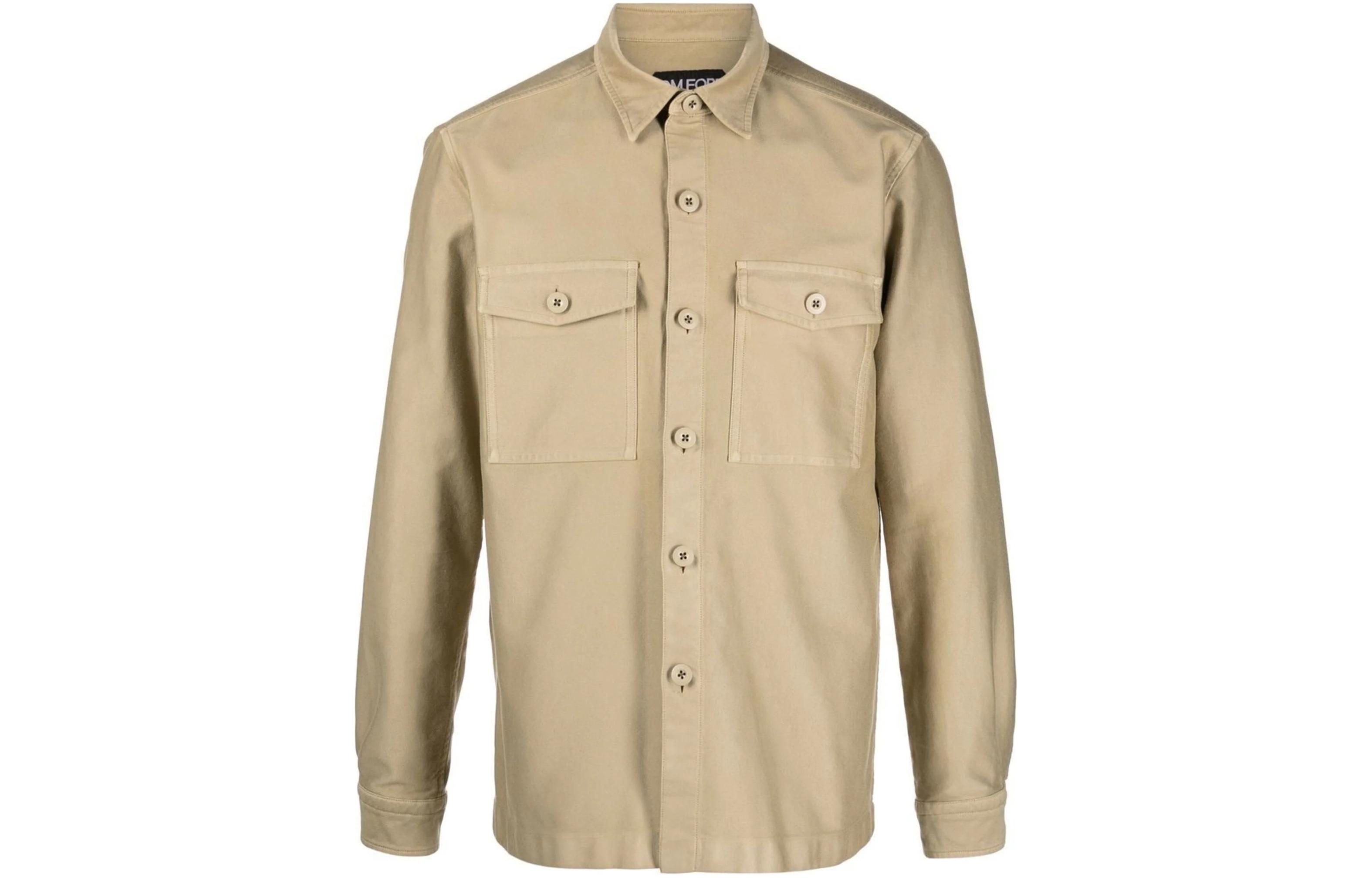 TOM FORD Classic Long-Sleeve Button Jacket with Pocket - Brown 4FT69994GGNW-K06