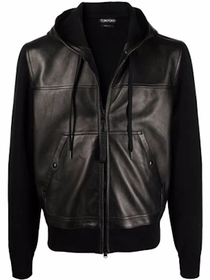 TOM FORD FW21 黑色皮革拼接長袖外套 TFKG54BYF23104 Buy TOM FORD FW21 黑色皮革拼接長袖外套 TFKG54BYF23104