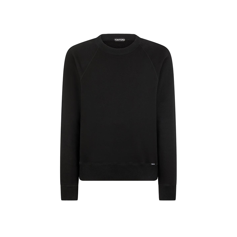 TOM FORD FW22 Black Solid Color Crewneck Pullover Long Sleeve Sweatshirt Men BA217T-FJ309-K09