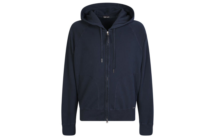 TOM FORD FW22 Blue Solid Zip-Up Hoodie Jacket for Men BA265TFJ986B49