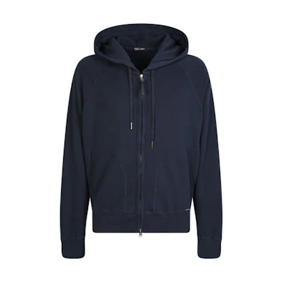 TOM FORD FW22 Blue Solid Zip-Up Hoodie Jacket for Men BA265TFJ986B49