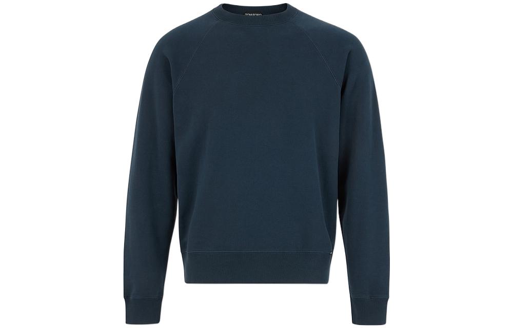 TOM FORD FW22 Solid Color Paneled Crewneck Sweatshirt Blue BA265TFJ985B49