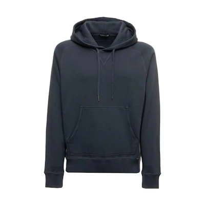 TOM FORD FW22 Solid Drawstring Hoodie Long Sleeve Blue BA265-TFJ259-B47
