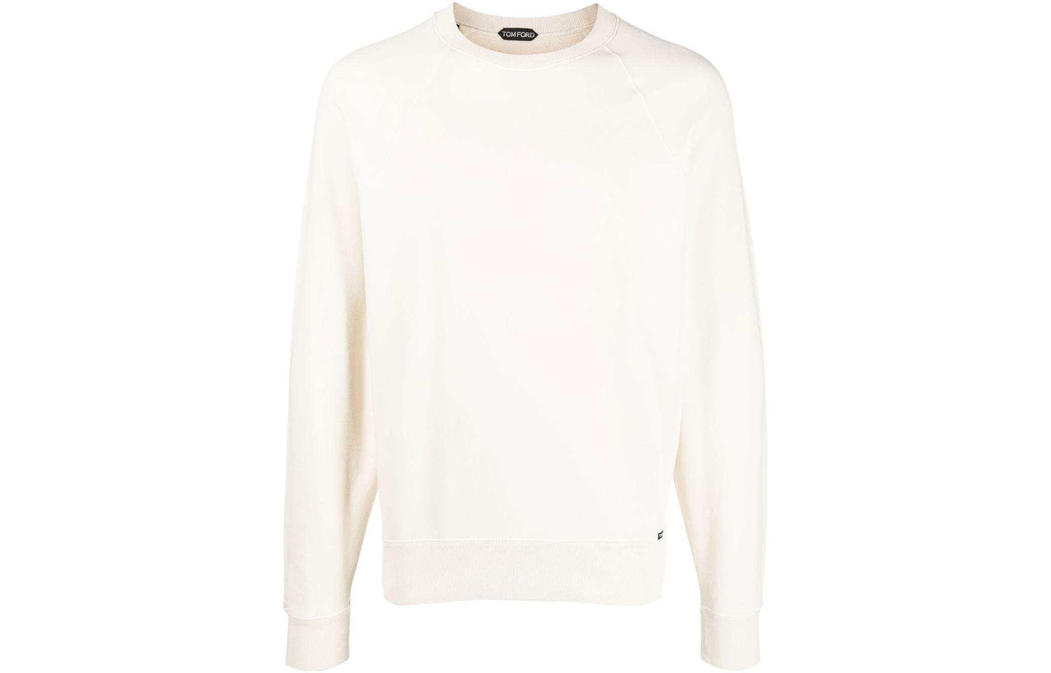 TOM FORD FW22 Solid Fleece Crewneck Pullover Sweatshirt White BA265TFJ985N40