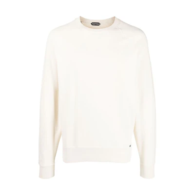 TOM FORD FW22 Solid Fleece Crewneck Pullover Sweatshirt White BA265TFJ985N40