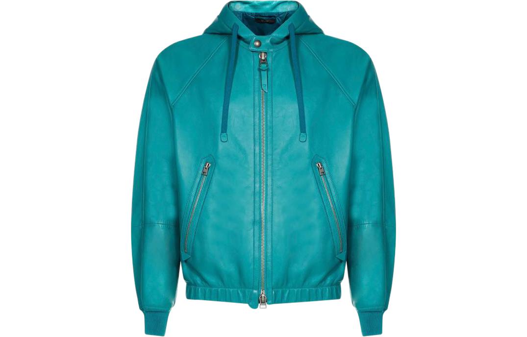 TOM FORD FW22 Solid Zip-Up Hoodie Jacket Green BA408TFL965T03