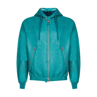 TOM FORD FW22 Solid Zip-Up Hoodie Jacket Green BA408TFL965T03
