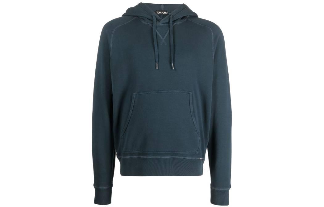 TOM FORD FW22 Vintage Style Drawstring Hoodie Blue - BA265TFJ259B49