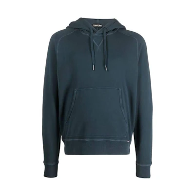 TOM FORD FW22 Vintage Style Drawstring Hoodie Blue - BA265TFJ259B49