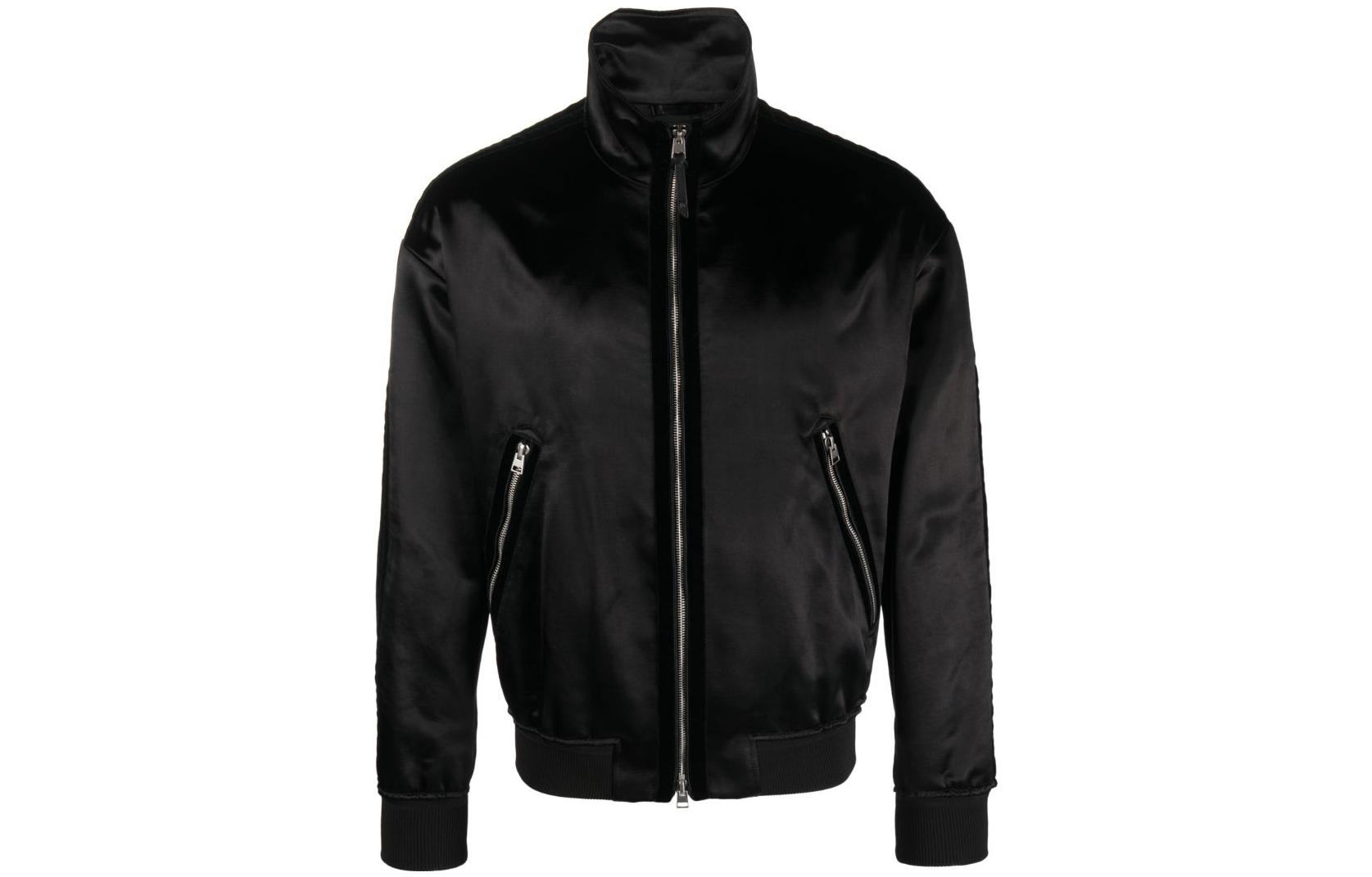 TOM FORD FW23 Black Solid Turtleneck Aviator Casual Jacket OBS021FMC085F23