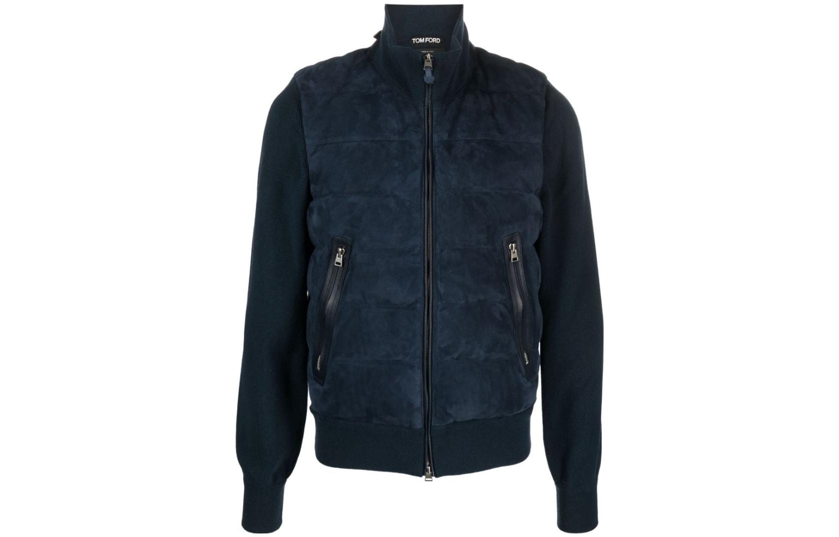 TOM FORD FW23 Blue Down Jacket with Solid Color and Zipper KZF002YMW014S23