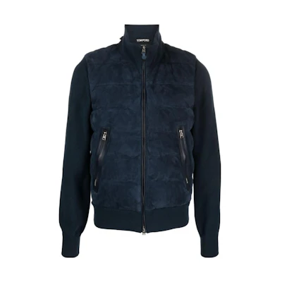 TOM FORD FW23 Blue Down Jacket with Solid Color and Zipper KZF002YMW014S23