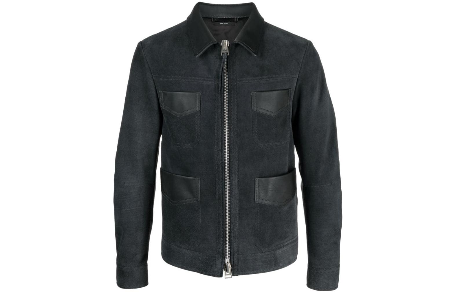 TOM FORD FW23 Patchwork Zip Casual Jacket - Dark Gray TFL886BY-440