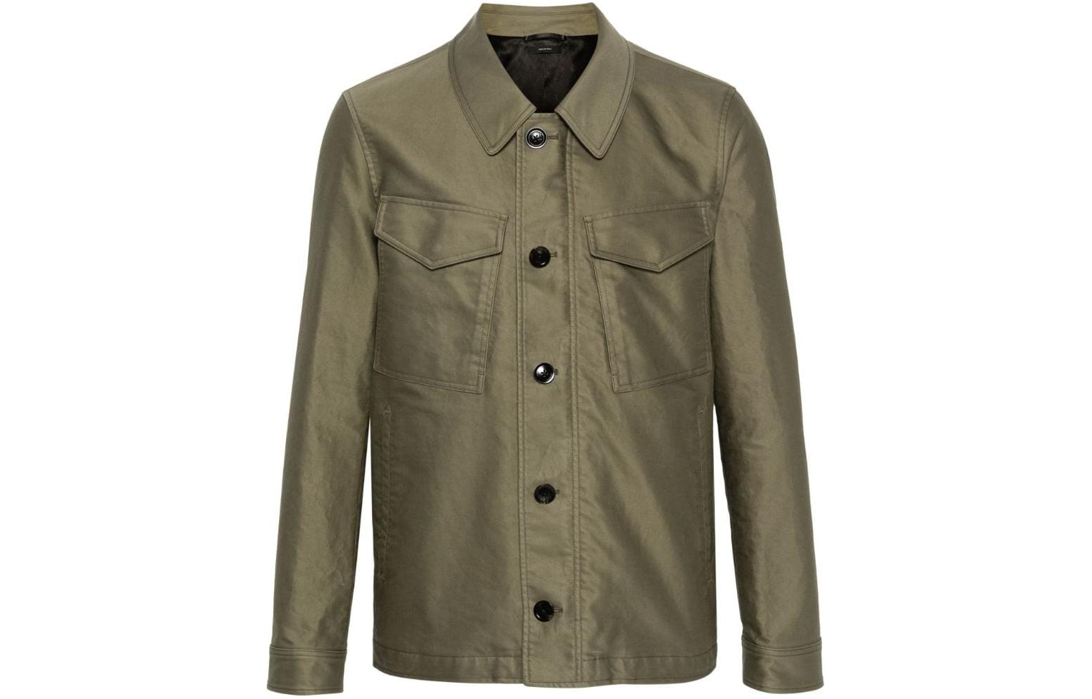 TOM FORD FW23 Solid Color Single-Breasted Casual Jacket Green OJS007FMC090S24