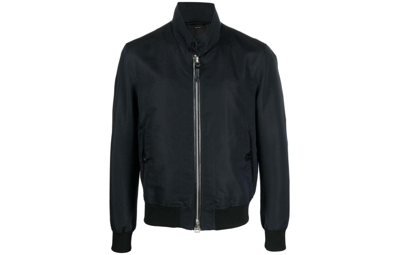 TOM FORD FW23 Solid Zip-Up Casual Jacket Midnight Blue OBG001FMC003-LB999