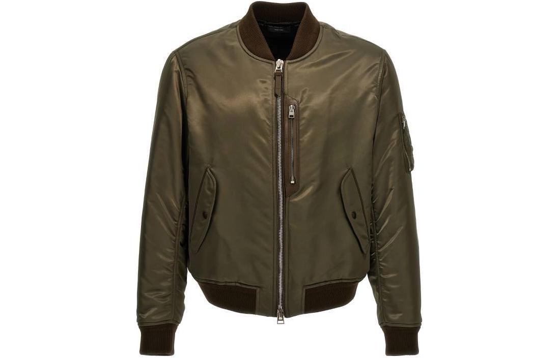 TOM FORD Green Loose Fit Zip-Up Jacket Long Sleeve Casual Outerwear OBB001FMP006S24-FG801