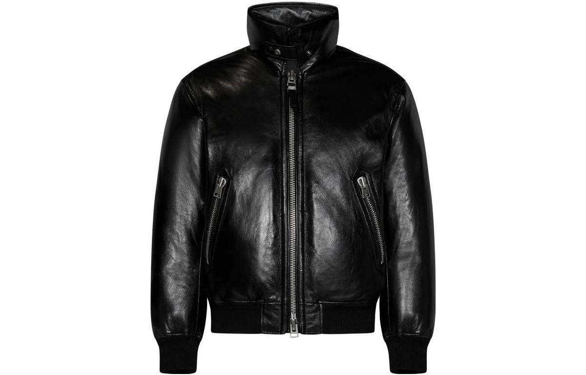 TOM FORD High-Neck Solid Zipper Jacket Black LBD003LMN008F23-LB999