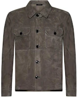TOM FORD Light Gray Button-Up Casual Jacket with Colorblock Design LJS001LMS003S23IG616 TOM FORD Light Gray Button-Up Casual Jacket with Colorblock Design LJS001LMS003S23IG616