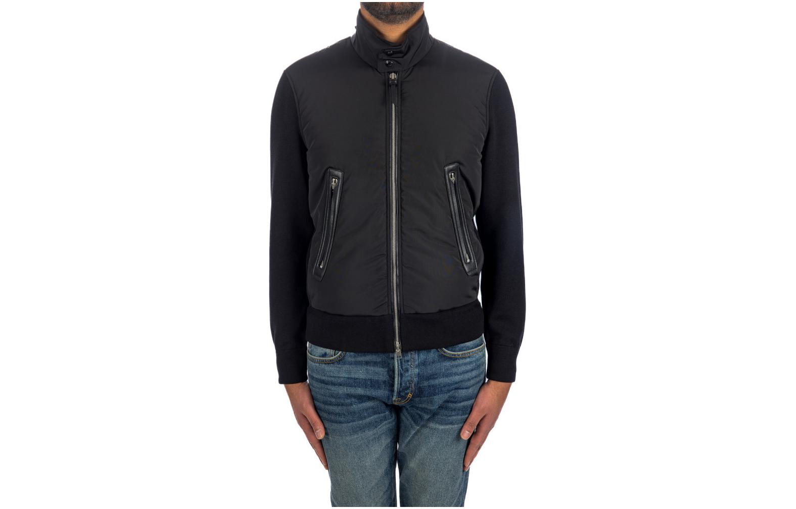 TOM FORD Patchwork Zip-Up Jacket for Men in Black KZY005YMW012S24LB999