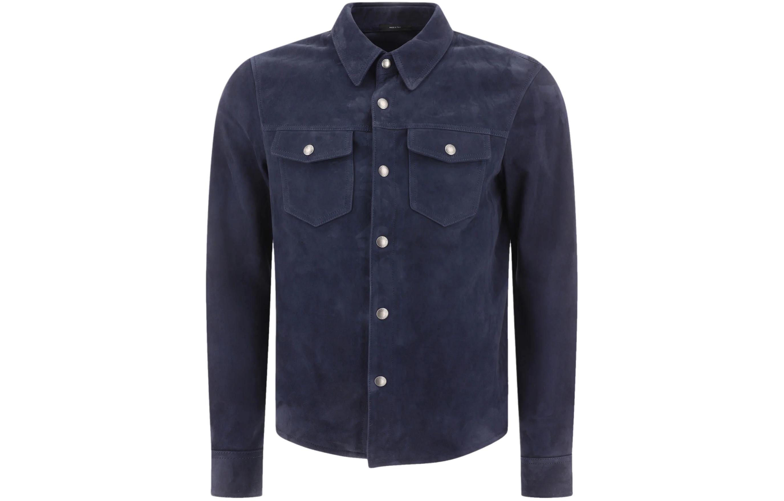 TOM FORD Single-Breasted Solid Color Jacket - Deep Blue Long Sleeve LJS005LMS003S23-HB825