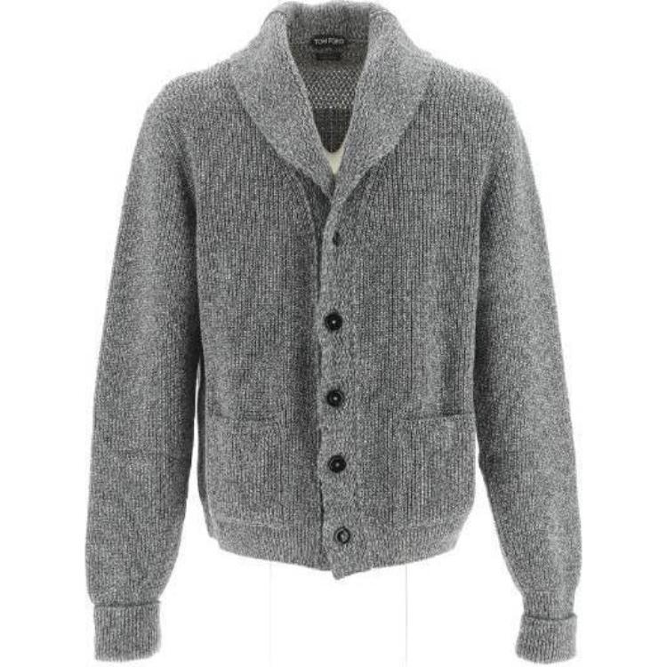 TOM FORD Single-Breasted Solid Long-Sleeve Jacket - Gray KLL003YMK019ZGREY