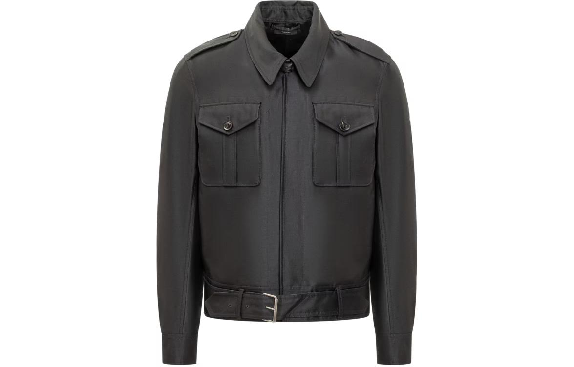 TOM FORD Solid Belted Long Sleeve Jacket Black OBS031FMW027S24-LB999