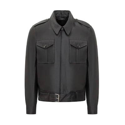 TOM FORD Solid Belted Long Sleeve Jacket Black OBS031FMW027S24-LB999