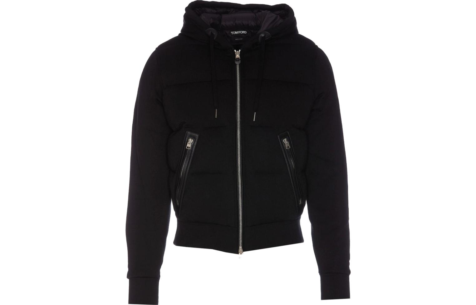 TOM FORD Solid Color Black Hoodie Zip-Up Jacket KDY003YMV017F23LB999