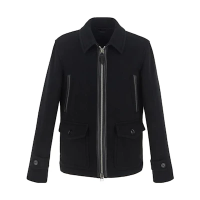 TOM FORD Solid Color Black Zipper Long-Sleeve Jacket OJR001FMW011-LB999