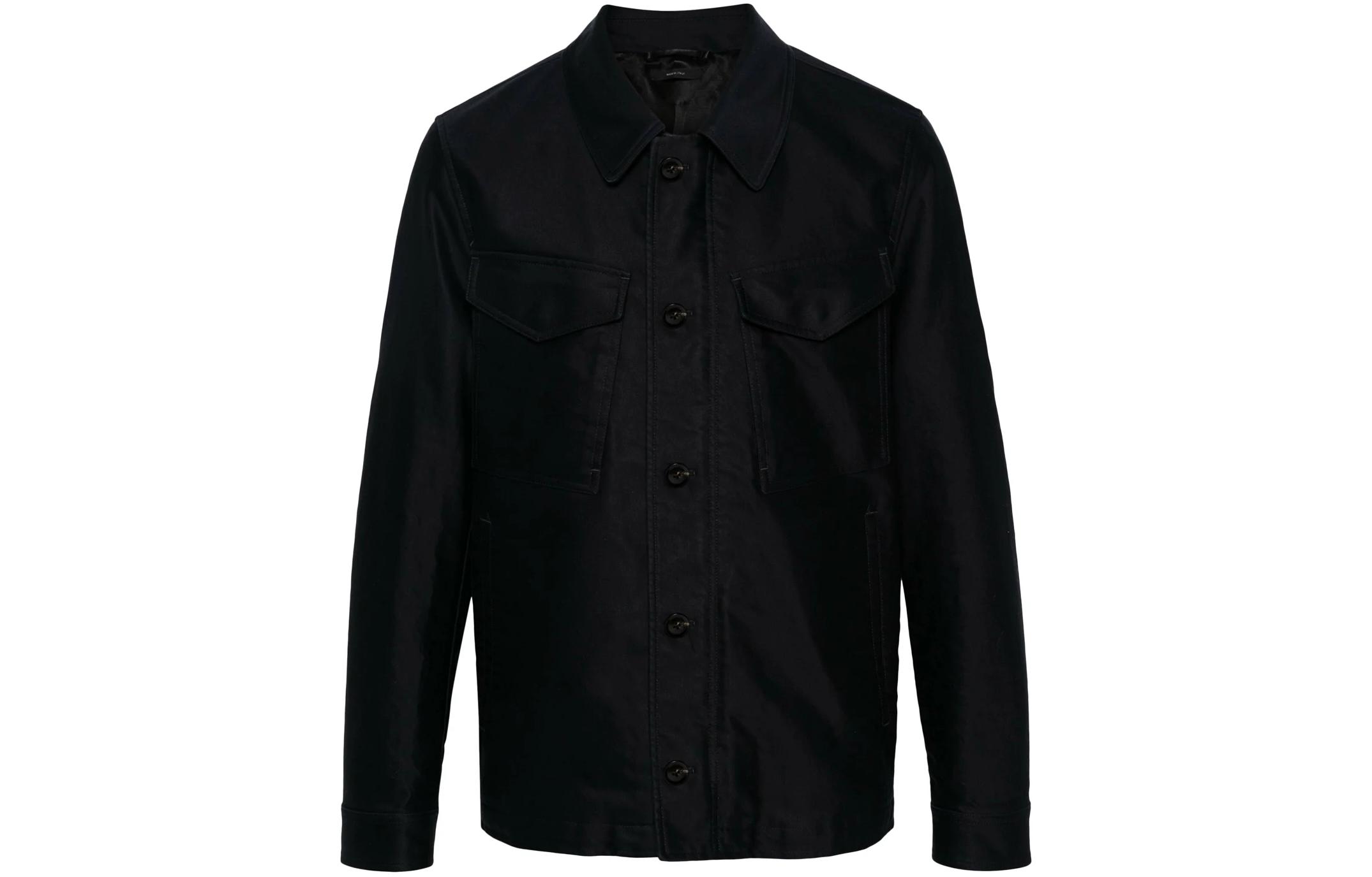 TOM FORD Solid Color Button-Up Jacket Deep Navy Blue OJS007FMC090S24-HB840