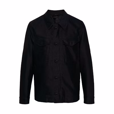 TOM FORD Solid Color Button-Up Jacket Deep Navy Blue OJS007FMC090S24-HB840