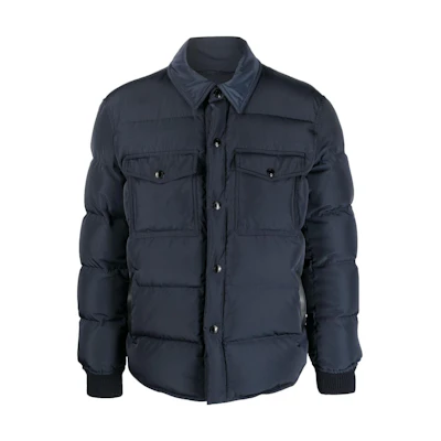 TOM FORD Solid Color Button-Up Pocket Jacket for Men in Gray Blue OBD002FMN001-HB785