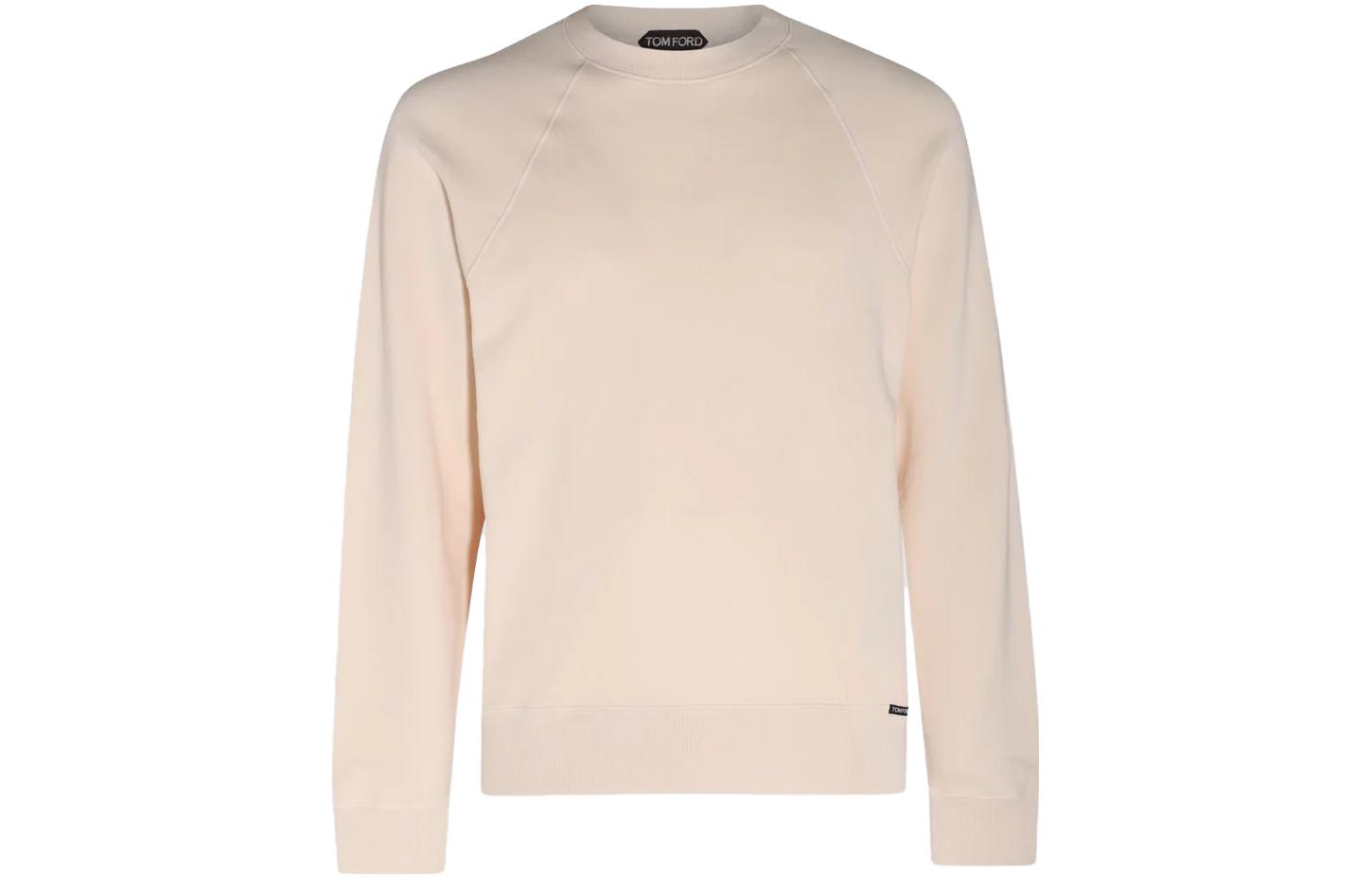 TOM FORD Solid Color Crewneck Long Sleeve Sweatshirt White JCL001JMC006-AW100