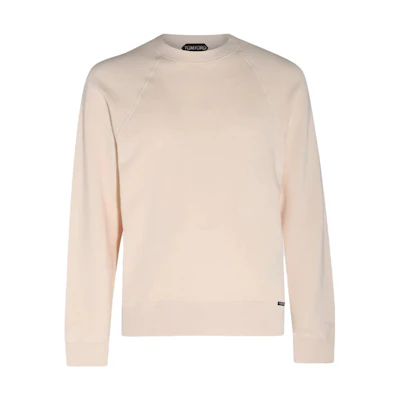 TOM FORD Solid Color Crewneck Long Sleeve Sweatshirt White JCL001JMC006-AW100