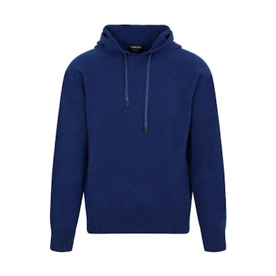 TOM FORD Solid Color Hoodie in Sapphire Blue KOL002YMK022F23