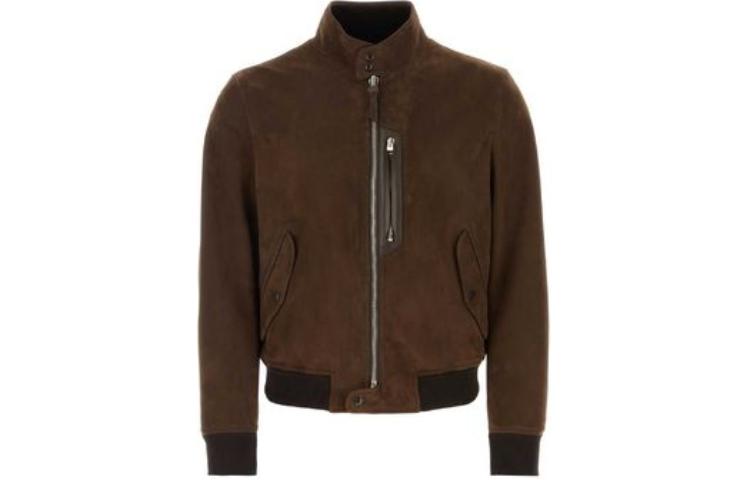 TOM FORD Solid Color Stand Collar Casual Jacket Brown LBG001LMS003S23-KB506