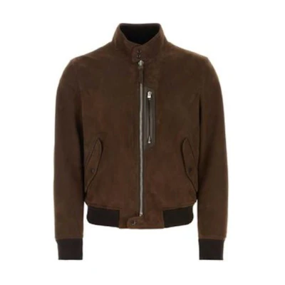 TOM FORD Solid Color Stand Collar Casual Jacket Brown LBG001LMS003S23-KB506