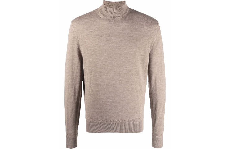 TOM FORD Solid Color Turtleneck Long Sleeve Sweatshirt Khaki BYM94TFK122N04
