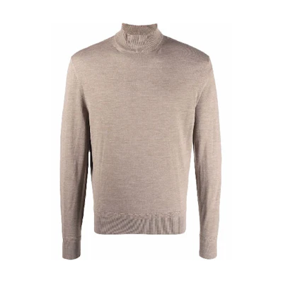 TOM FORD Solid Color Turtleneck Long Sleeve Sweatshirt Khaki BYM94TFK122N04