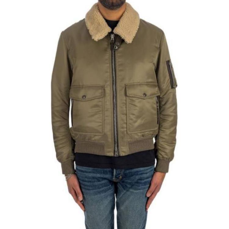 TOM FORD Solid Color Zip-Up Fitted Long Sleeve Jacket - Green OBB002FMP006S24-FG501