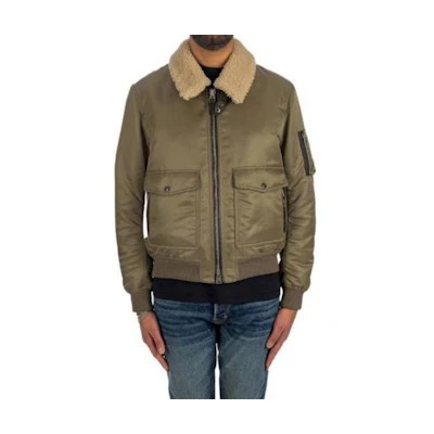 TOM FORD Solid Color Zip-Up Fitted Long Sleeve Jacket - Green OBB002FMP006S24-FG501